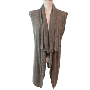Halogen 100% Cashmere Open Front Cardigan Duster Vest‎ Gray Women’s One Size NWT